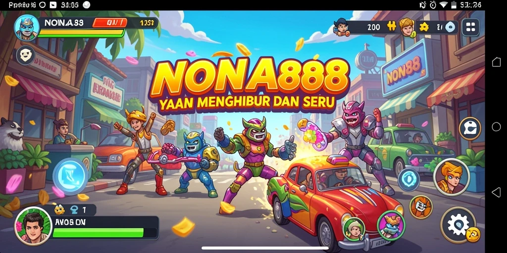 Screenshot dari gameplay NONA88 yang menegangkan dan colorful.