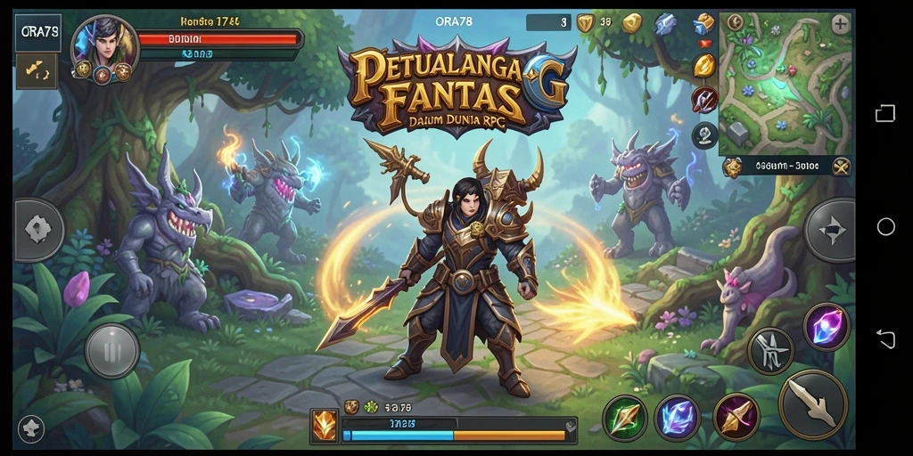 Tampilan gameplay ORA78 dengan karakter dan pertempuran seru.