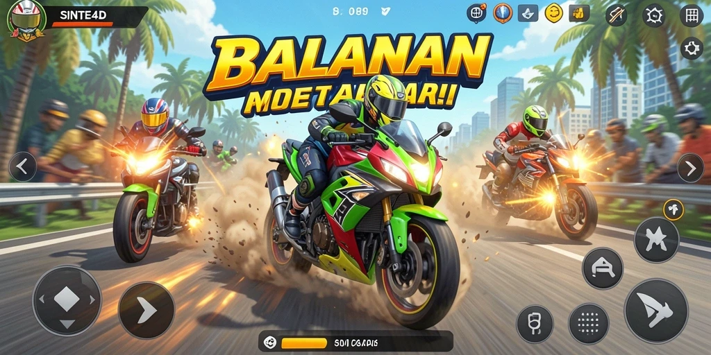 Gameplay SINTE4D yang mendebarkan dan realistis di lintasan balap.